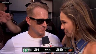 Eric Morris after upsetting Oregon