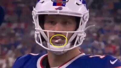 Josh Allen chewing on smelling salts