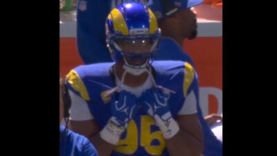 Myles Garrett in his Rams uniform