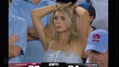 Ole Miss fan watching game against Louisville