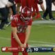 Wisconsin punter Sean West celebrating after executing a perfect punt against Notre Dame