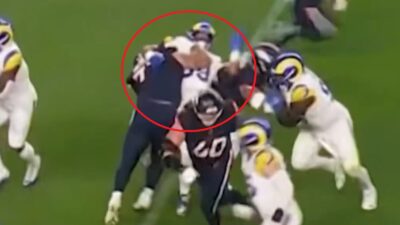 Aaron Donald getting slammed into the turf
