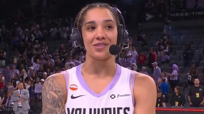 Gabby Williams giving an interview