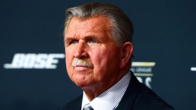 Mike Ditka at a press conference