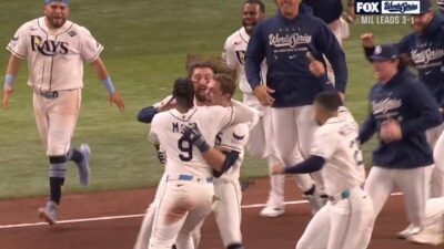 The Tampa Bay Rays celebrating