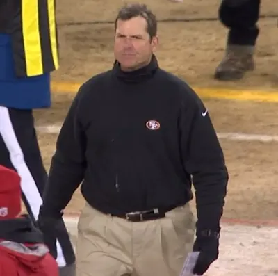 Jim Harbaugh layers fat