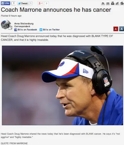 Doug Marrone cancer story