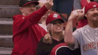 Reds fan flips bird