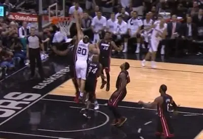 Manu Ginobili dunk Chris Bosh