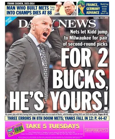 NY Daily News Jason Kidd cover
