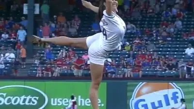 Miss Texas Monique Evans Rangers first pitch