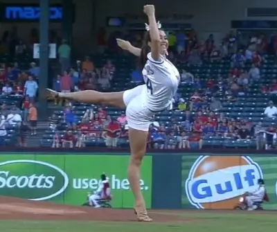 Miss Texas Monique Evans Rangers first pitch