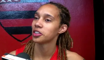Brittney Griner speaking with the media