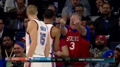 Russell Westbrook double bird