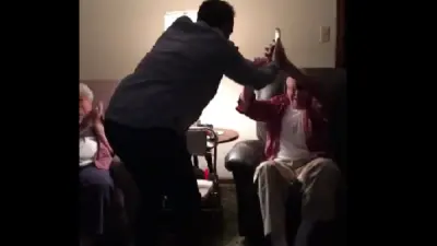 Cubs fan celebrates