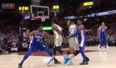 LeBron James between legs