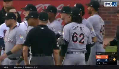 Marlins Braves fight