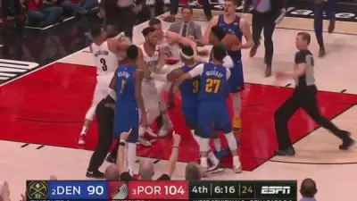 Nuggets Blazers scuffle