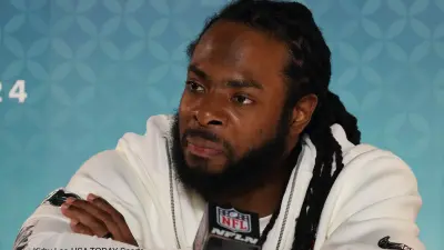 Richard Sherman at the podium