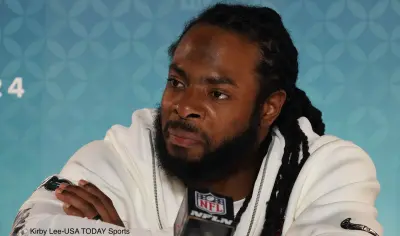 Richard Sherman at the podium