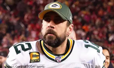 Aaron Rodgers on the sideline