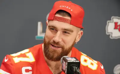 Travis Kelce at the podium