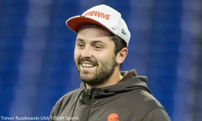 Baker Mayfield smiles