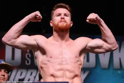 Canelo Alvarez at a weigh-in