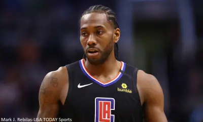 Kawhi Leonard in his Clippers uniform