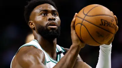 Jaylen Brown gets ready to shoot