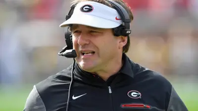 Kirby Smart with a headset on