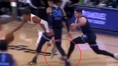 Grayson Allen trips Trae Young