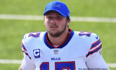 Josh Allen in a Bills hat
