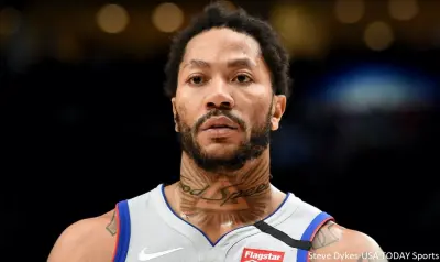 Derrick Rose in uniform during a game