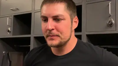 Trevor Bauer in the locker room