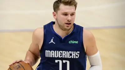 Luka Doncic bringing the ball up the floor