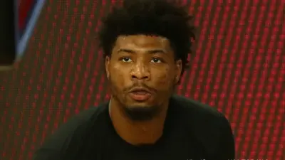 Marcus Smart warming up