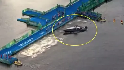 Olympics triathlon boat