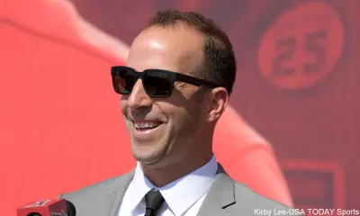 Billy Eppler at a press conference
