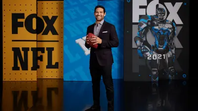 Mark Sanchez in front of a FOX background