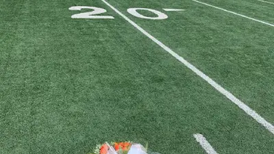 A bouquet of flowers on the field
