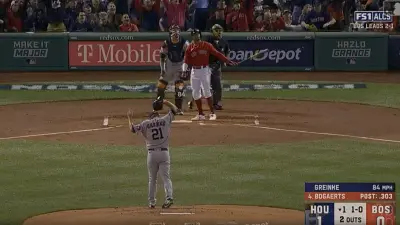 Zack Greinke reacts to allowing a home run