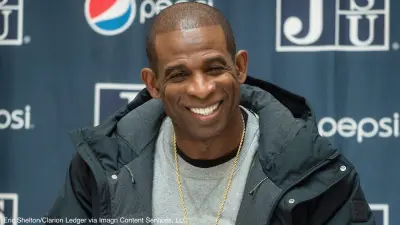 Deion Sanders at a press conference