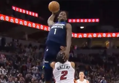 Anthony Edwards dunks over Gabe Vincent