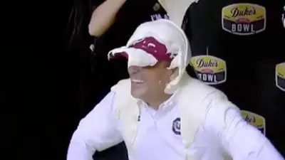 Shane Beamer gets a mayo bath