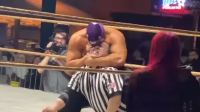 Wrestler Hannibal attacks a referee