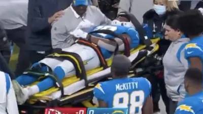 Donald Parham on a stretcher