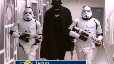 Myles Turner in a Darth Vader costume