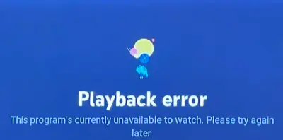 An error message on TV