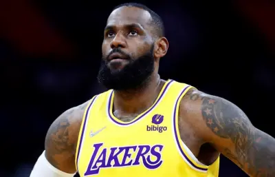 LeBron James looking on